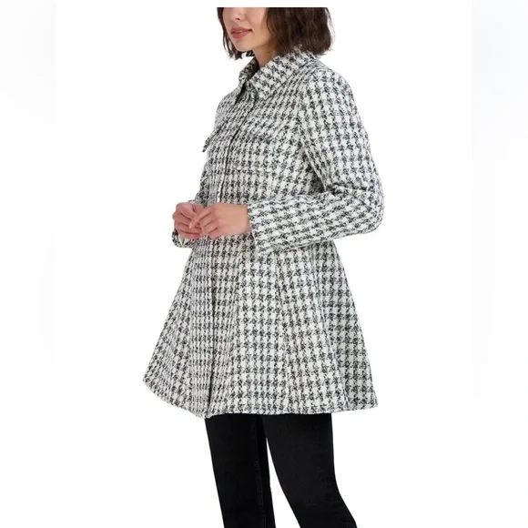 NWOT LAUNDRY BY SHELLI SEGAL WOMEN’S SINGLE-BREASTED SKIRTED TWEED COAT. - Picture 8 of 16